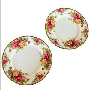 TWO BREAD AND BUTTER DISHES ROYAL ALBERT OLD COUNTRY ROSES 1962 BONE CHINA